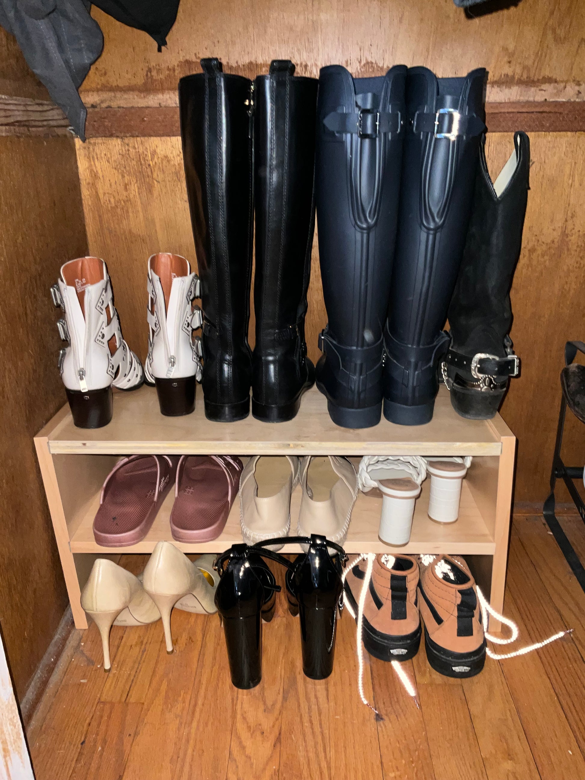 example of shoes on and below the shelving