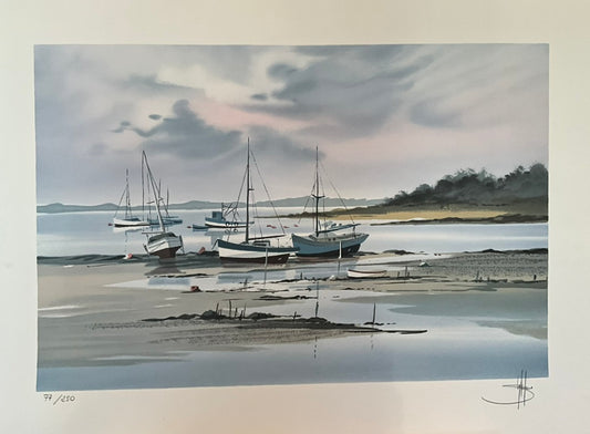 22" x 30" Unframed Artist Signature Limited Edition: 77/250 Creation Date: 1985 Boat-Ships-Ocean-Maritime, wall decor, print, boat by Stéphane Lauro "Les Pointus"