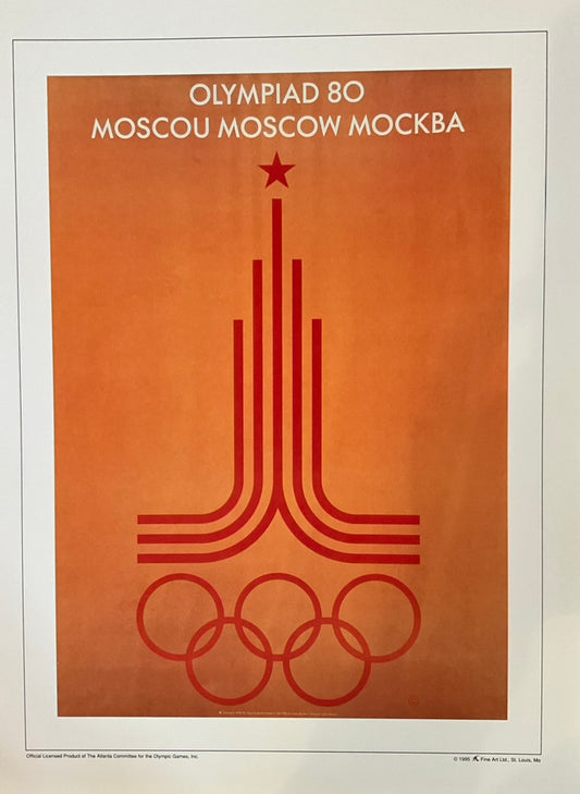 Unframed olympic poster print 1980 Moscow Russia